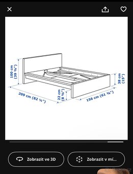 Postel Ikea MALM 140x200 s matrací a roštem - 11