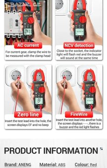 Klešťový multimetr ANENG ST 180. Nový - 11