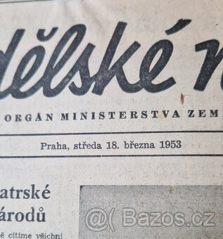 Úmrtí Stalin,Úmrtí Gottwald - i Pravda a Gazeta noviny - 11