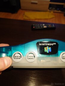 Nintendo 64 vzácnější barva modrá průhledná - 11