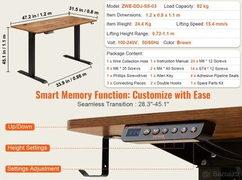 120x80 nový Elektrický výškově nastavitelný stůl DUB kvalitn - 11