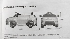 PRODÁM DĚTSKÉ ELEKTRICKÉ AUTÍČKO RANGER ROVER SPORT SVR - 11