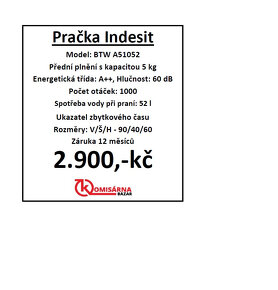 Použitá pračka Indesit BTW A51052 se zárukou 12 měsíců - 11