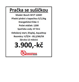 Použitá pračka se sušičkou Bosch WVT1260 - záruka - 11