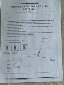Zap Cane paralyzační hůl 1 000 000 v.; dále ruční paralyzér - 11