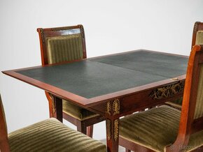 Starožitný Empírový hrací set stůl a židle - 11