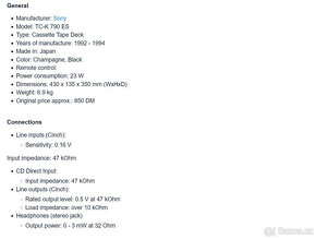 SONY TC-K790ES Cassete Deck/Dolby B-C/Dual Capstan - 12