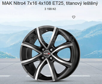 MAK Nitro4 7x16 4x108 ET25 + Bridgestone Turanza T005 215/55 - 12