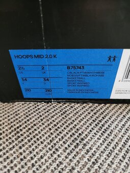 Dětská obuv Hoops Mid 2.0 K zn. Adidas, vel. 34 - 12