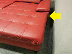 Nová červená kožená rohová sedačka účko - 12