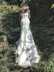 Mermaid krajkové IVORY svatební šaty - 13