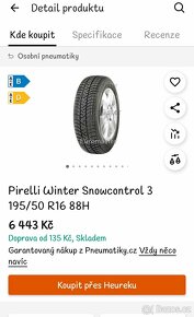 Pirelli Winter Snowcontrol 3 195/50 R16 88H+ORIGINÁL ALU VW. - 13