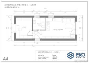 RD - nízkoenergetická dřevostavba - Jednomodul 4,15x10,45m - 13