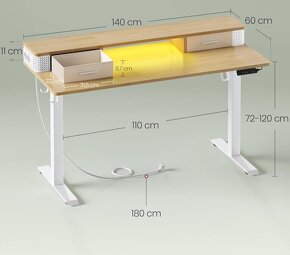 Nový elektrický výškově nastavitelný PC stůl - 13