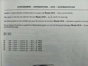 Orig.seznam ND na Škoda 110R - 110 R erko. - 13