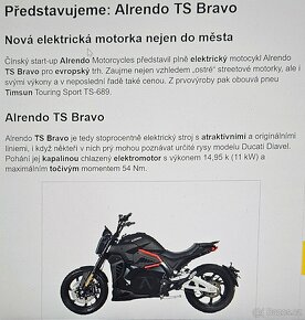 Elektromotorka Alredno TS Bravo 11KW, dojezd 250km - 14