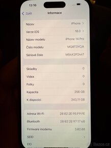 Apple iPhone 14 PRO, 256GB, 90% , černý - 14