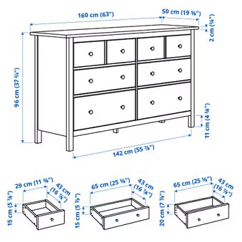 Hemnes komoda černá 8 zásuvek. - 14