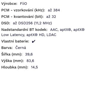 FiiO BTR7 bezdrátový sluchátkový DAC/zesilovač - 14