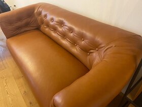 Renovovaný historický kožený nábytek - sofa + křeslo - 15