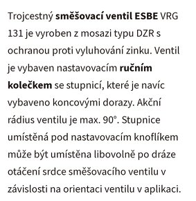 ESBE Ventil trojcestný VRG 131 DN 15 - 1/2" Kvs 0.63

 - 15