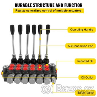 Hydraulický směrový řídicí ventil VEVOR, 6 řadový/3600 Nový - 15