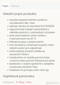 Prodám autosedačku Junama + adaptéry + isofix - 15