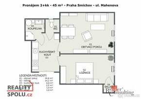 Pronájem, byty/2+1, 45 m2, Mahenova 494/3, Košíře, 15000 Pra - 15