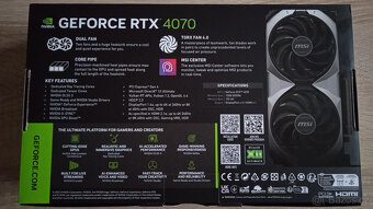 RTX 4070 MSI VENTUS 2X E1 12G OC GDDR6 - PERFEKTNÍ STAV - 16