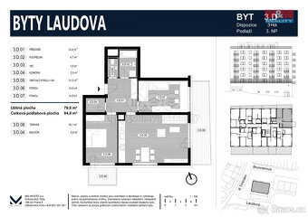 Prodej bytu 3+kk, 85 m², terasa, Praha, ul. Laudova - 17