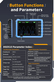 MINI Osciloskop Fnirsi 10MHz s funkčním generátorem - nový - 18