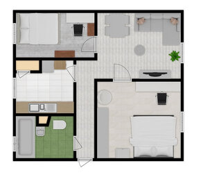 Byt 3+1 (61m2) se dvěma sklepy (4,2m2),(2m2) a kůlnou (6,2m2 - 19