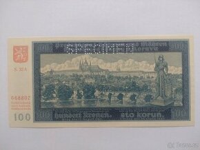 100 koruna 1940 Specimen UNC II vydání série A