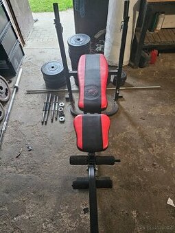 Set na posilování 115kg + multifunkční lavice