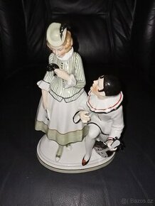 Fasold Stauch Pierrot a kolombína porcelán soška - 1