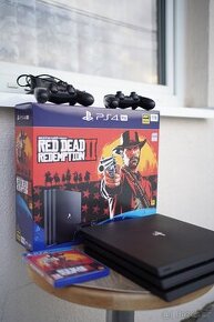 SONY PS4 Pro 1TB Red Dead Redemption+2x Dual Shock+nabíječka