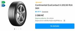 Letní pneu 205/60 R16 CONTINENTAL EcoContact 6