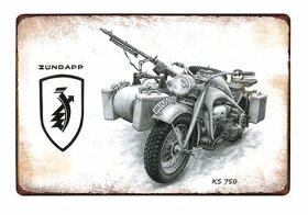 plechová cedule - Wehrmacht motocykl Zündapp KS 750 - 1