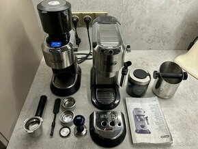 Pákový kávovar DeLonghi + Mlýnek + baristický set. Top stav - 1