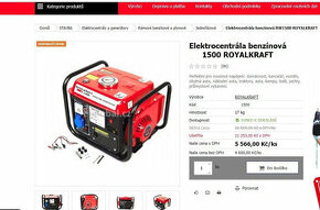 generátor elektrocentrála 1500 W nerozbalená