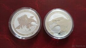 2x 1 oz stříbrné mince Wedge Tailed Eagle 2021 a 2022