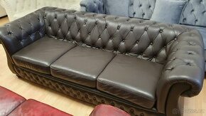 Chesterfield štýl sedačka,kožená 3+1