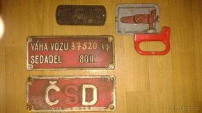 Cedule z vagónu ČD/ČSD, torzo záchranné brzdy