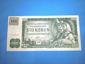 Bankovka ČESKOSLOVENSKO - 100 Kčs 1961 s KOLKEM - 1