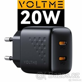 adaptér nabíječka Voltme Revo PD 20W 2x USB-C, kvalitní NOVÁ