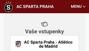 Vstupenky Sparta - Atlético de Madrid