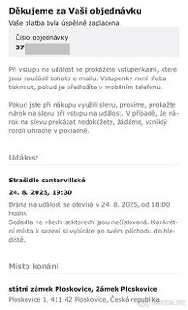 2x vstupenka VIP A zlatá - Strašidlo cantervillské