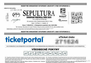 Sepultura - Praha, 24.11.2024 - vstupenky k sezení