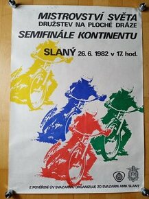 Orig. dobový plakát plochá dráha , speedway Slaný 1982, JAWA