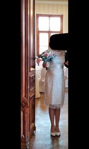 Těhotenské svatební šaty Amelie short vel. 36-38
